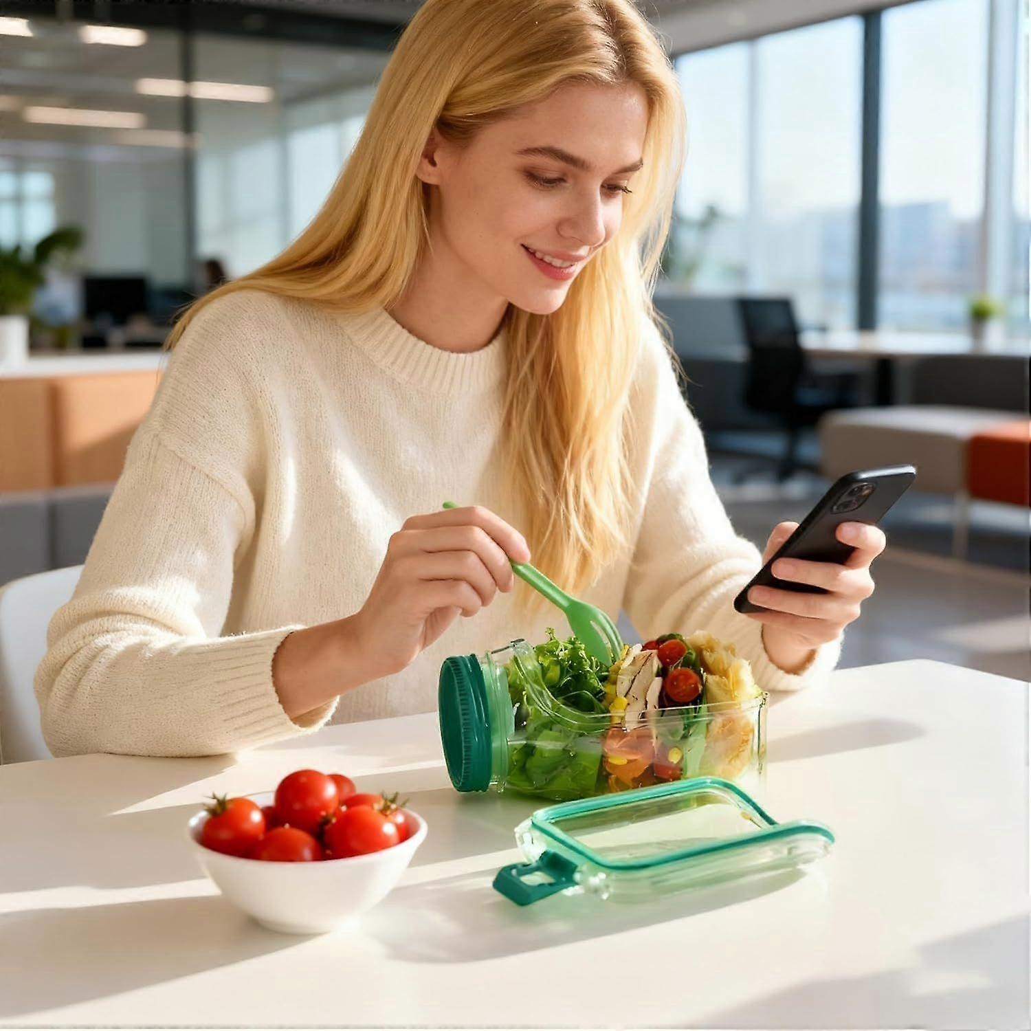 1pc Salad Pod Mason Jar Side Open Portable Salad Container with Lid for Travel