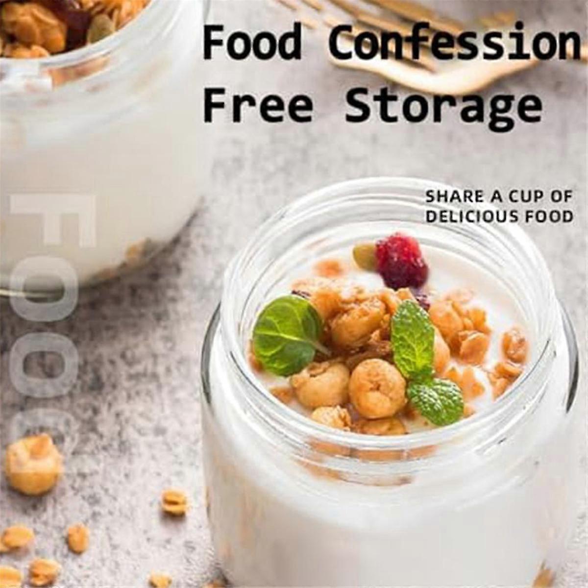2pcs Oats Containers with Airtight Lids Wide Mouth Glass Mason Salad Jars Leakproof