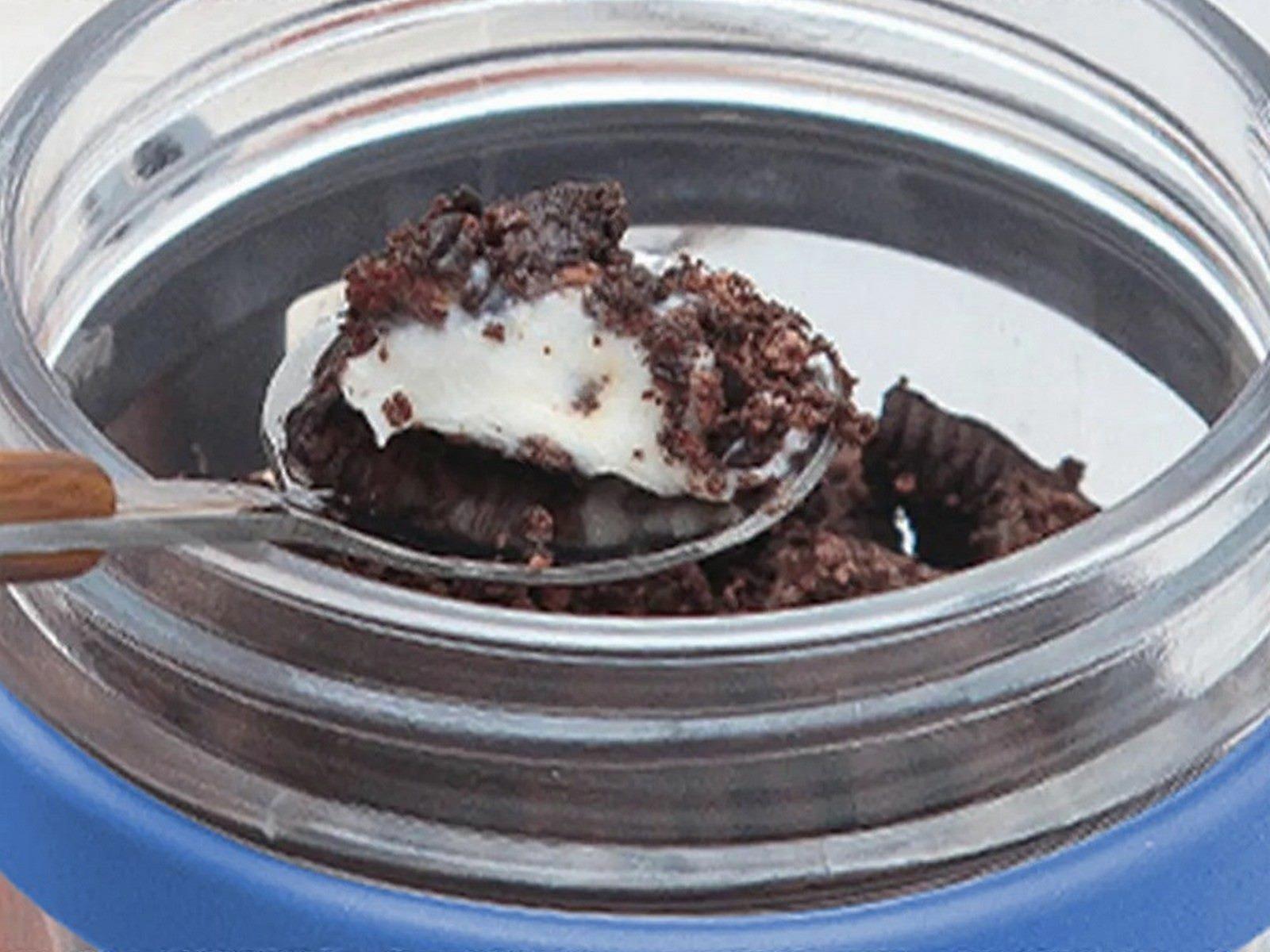 1pc 350ml Glass Oats Container with Lid & Spoon Salad Jar Cup Blue