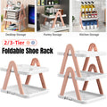 2/3 Tier Removable Shoe Rack Folding Storage Shelf Simple Space Saving Organizer - 2Tier-Blue