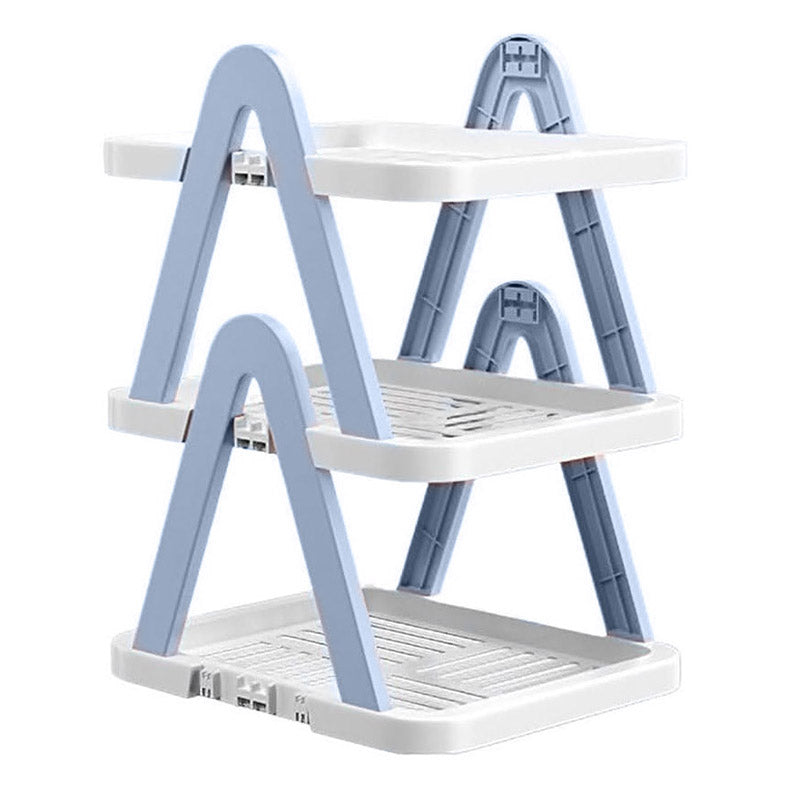 2/3 Tier Removable Shoe Rack Folding Storage Shelf Simple Space Saving Organizer - 2Tier-Blue