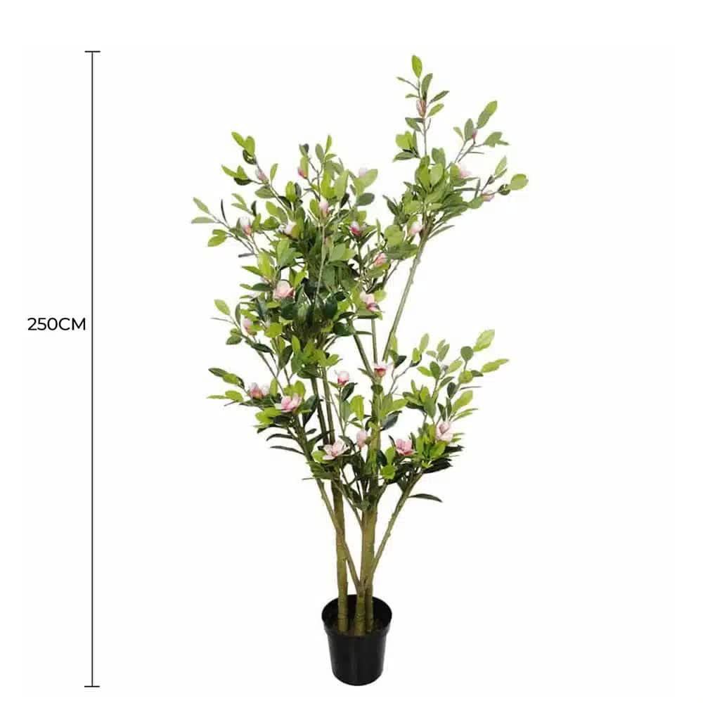 Faux Flowering Pink Magnolia Tree with Pot 250cm