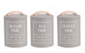 Set 3 Almond Cream Metal Coffee Tea Sugar Storage Tins 11x15cm