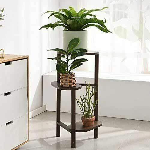 3 Tier bamboo plant stand for garden and living room-Brown