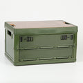 Green Collapsible Medium Side-Open Storage Box with Wooden Table Top(42x28x23CM) - Car Trunk Organiser for Australian Camping & Home Use
