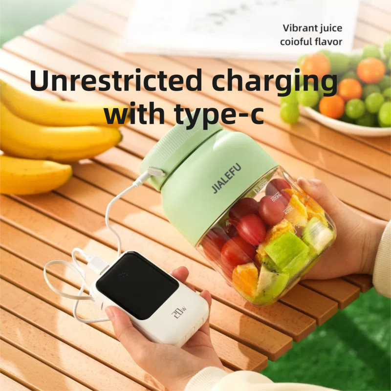 Green Portable 1300ML Multi-Functional Blender with Dual-Drink Lid - 38-Steel Blade Cyclone Juicer & Ice Crusher, Waterproof Type-C Charging