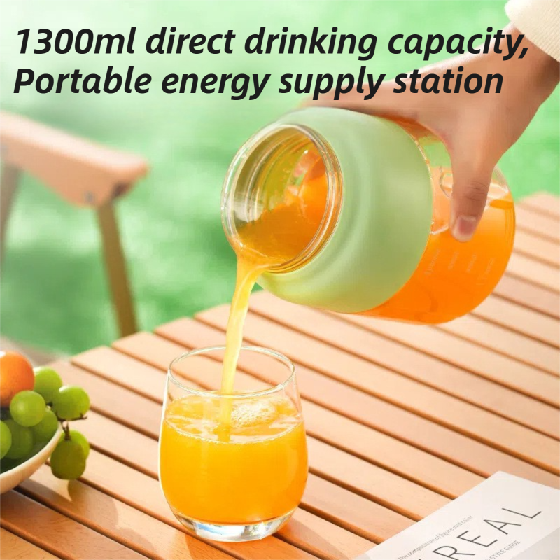 Beige Portable 1300ML Multi-Functional Blender with Dual-Drink Lid - 38-Steel Blade Cyclone Juicer & Ice Crusher, Waterproof Type-C Charging