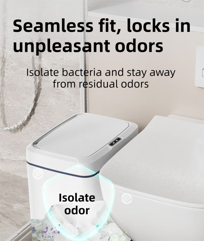 White Intelligent Dual-Sensor Trash Can (Hand-Wave & Knee-Bend) - Slim-Fit Touchless Rechargeable Bin for Bathroom & Kitchen
