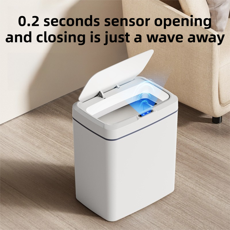 Black Intelligent Dual-Sensor Trash Can (Hand-Wave & Knee-Bend) - Slim-Fit Touchless Rechargeable Bin for Bathroom & Kitchen