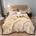 Yellow Lucky Four-Leaf Clover 100x150CM Premium Double-Sided Print Flannel Blanket - Soft All-Season Air Conditioning Throw for Office Nap & Travel