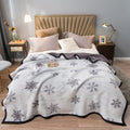 Grey Floral Fantasy 100x150CM Premium Double-Sided Print Flannel Blanket - Soft All-Season Air Conditioning Throw for Office Nap & Travel
