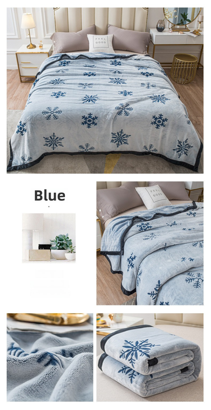 Blue Floral Fantasy 100x150CM Premium Double-Sided Print Flannel Blanket - Soft All-Season Air Conditioning Throw for Office Nap & Travel