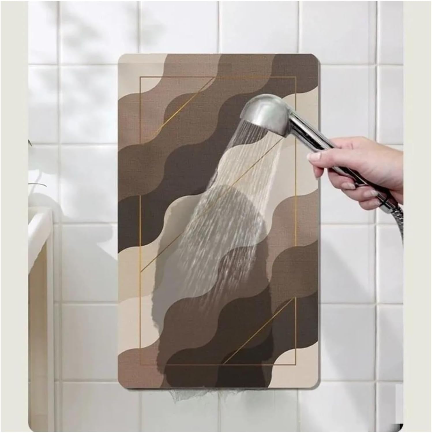 Ultra-Absorbent Instant Dry Diatom Mud Bathroom Mat (50 x 80 CM) - Puzzle Decor Anti-Slip Rubber Rug for Kitchen, Entryway & Shower(Green)