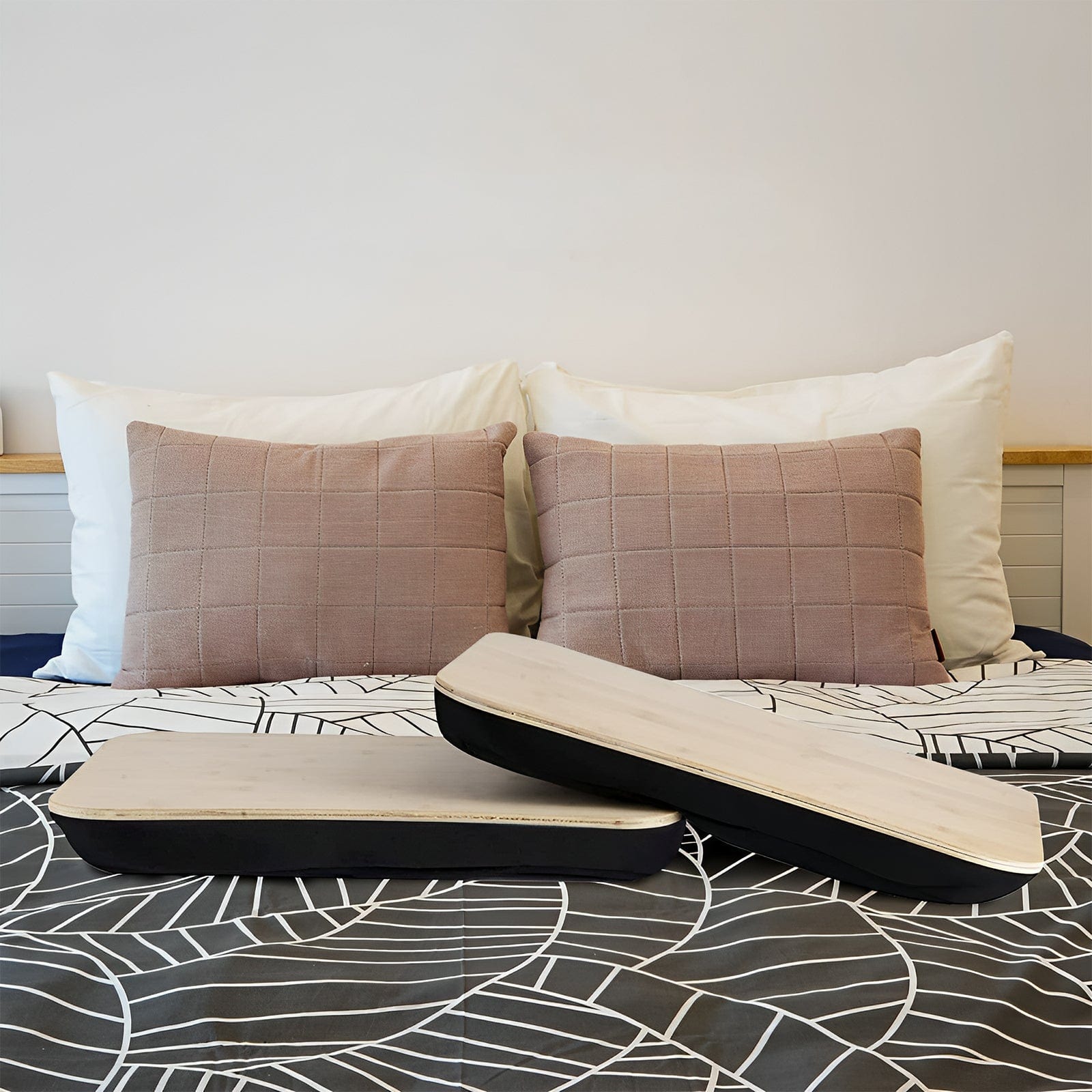 2 Pcs Portable Bamboo Lap Tray Workstation – Bamboo/Plywood Top, Soft Micro-Bead Base