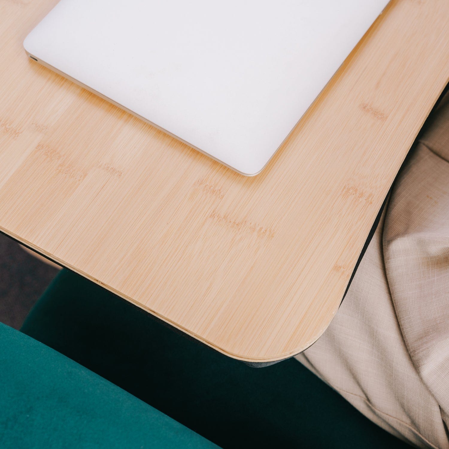 2 Pcs Portable Bamboo Lap Tray Workstation – Bamboo/Plywood Top, Soft Micro-Bead Base