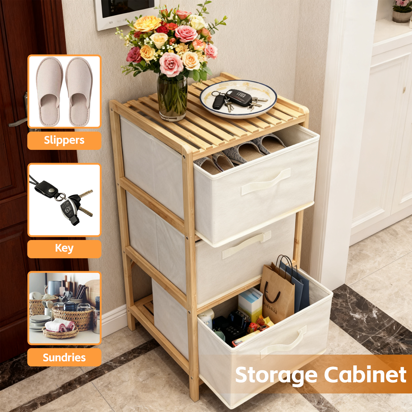 3 Drawer Bammboo Storage Chest